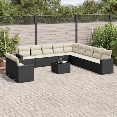 vidaXL Garden Sofa Set Black - 21.7 x 21.7 x 14.6