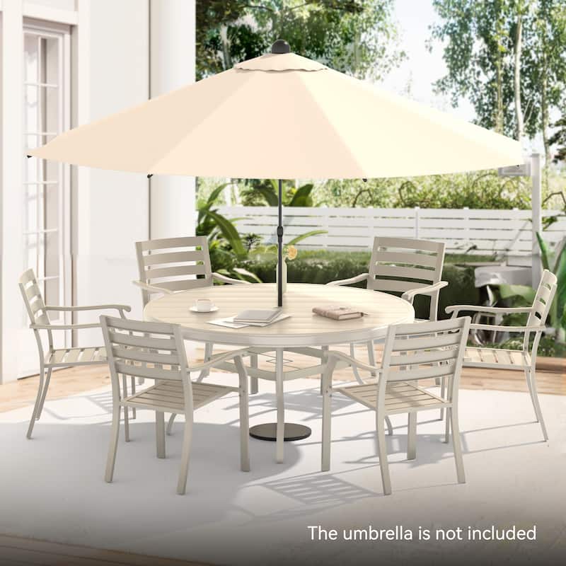 7 Pieces Outdoor Patio Dining Set,6 Stackable Metal Dining Chairs and 52.95" Round Metal Dining Table,Outdoor Table and Chairs