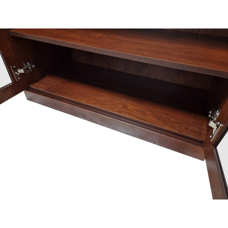 Palace Imports Premium 100% Solid European Oak Hardwood 6-Shelf Modular Bookcase with Tinted Glass Doors - 32" Wide, 71.5" Tall