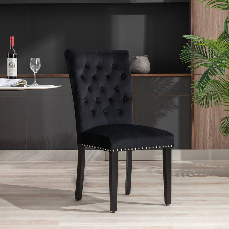 Modern Style Velvet Upholstered Dining Chairs (Set of 2)