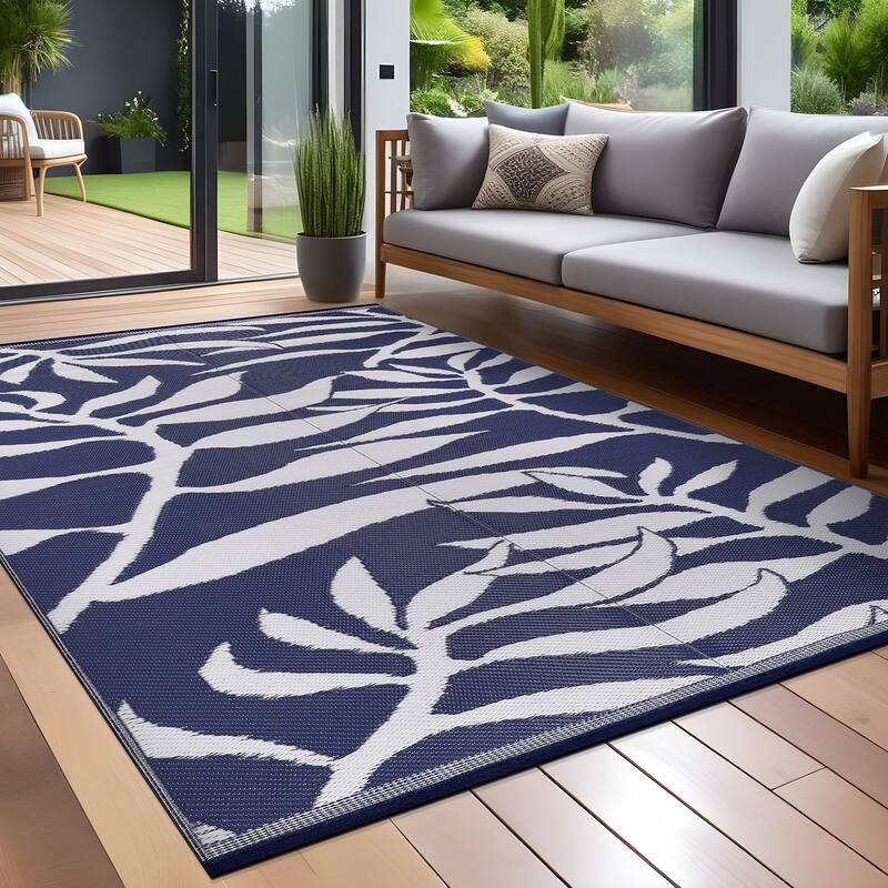 Beverly Rug Tropical Blue Reversible Outdoor Area Rug