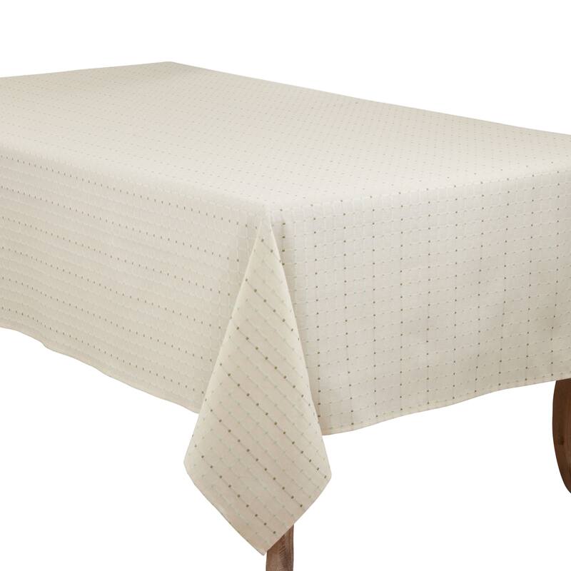 Cotton Blend Tablecloth With Stitched Line Design