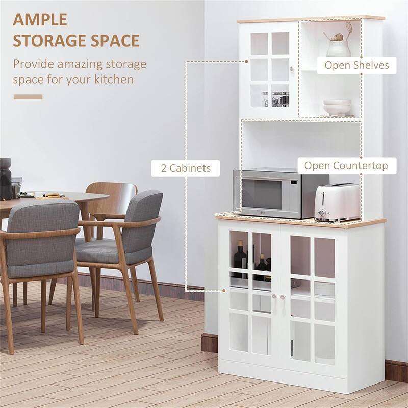 Kitchen Buffet with Hutch, Storage Pantry - 14.5"D x 31.5"W x 72"H