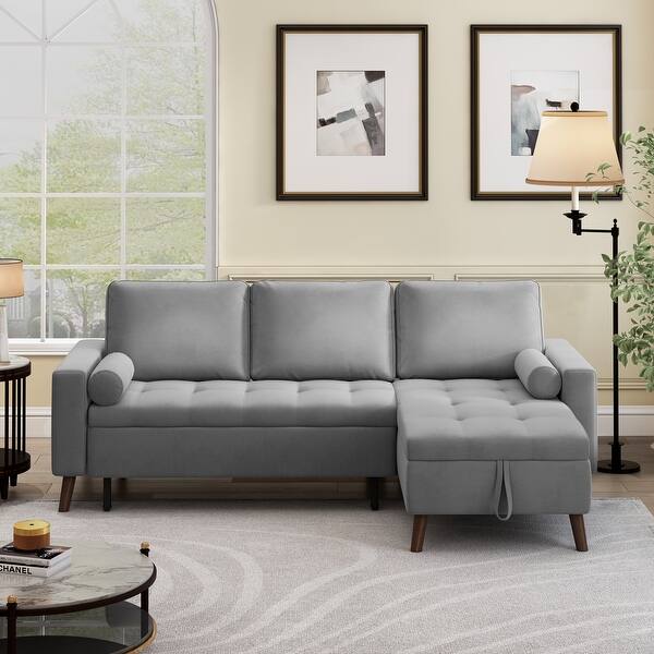 Reversible Pull out Storage Sofa Bed - Overstock - 36032056