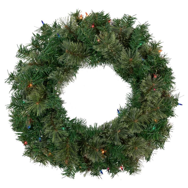 Oregon Cashmere Pine Artificial Christmas Wreath, 24", Multi Lights