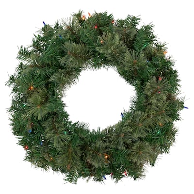 Oregon Cashmere Pine Artificial Christmas Wreath, 24", Multi Lights