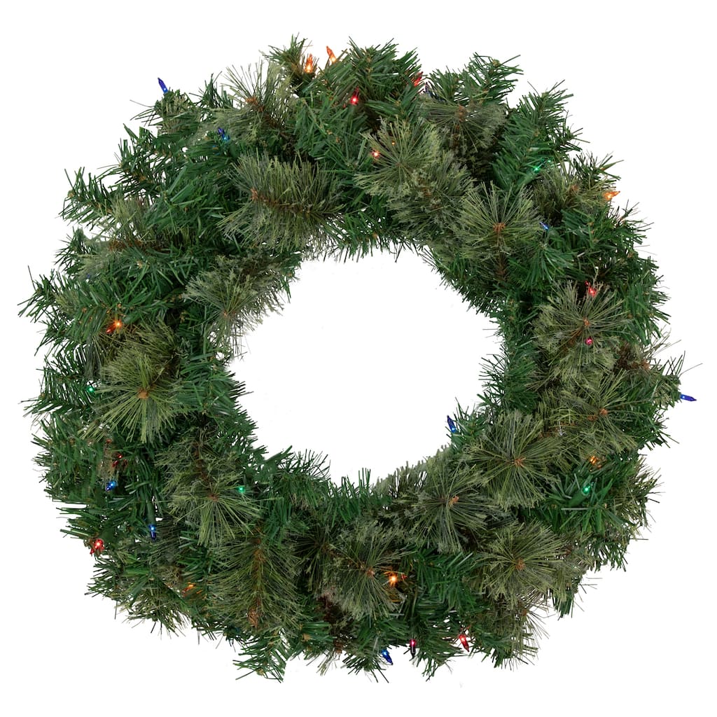 Oregon Cashmere Pine Artificial Christmas Wreath, 24", Multi Lights