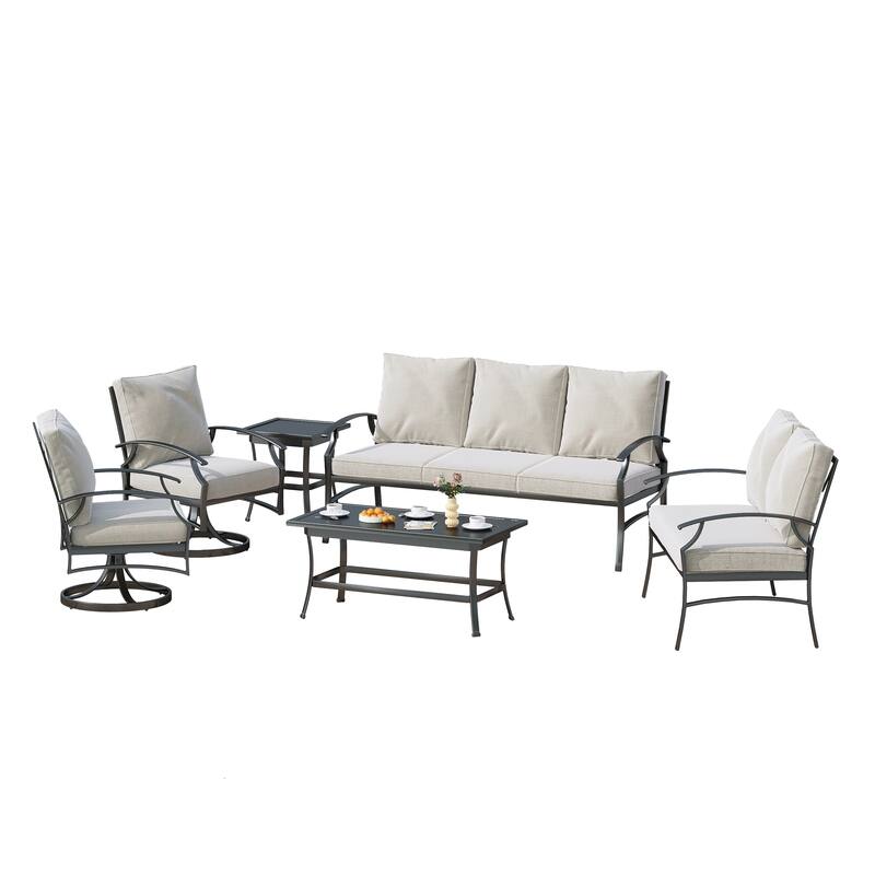 DREAMSIDEA Outdoor Metal Swivel Furniture Patio Conversation Set