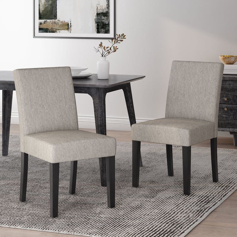 Armless Upholstered Dining Chairs Set of 2, Modern Fabric Side Chair with Tapered Legs Kitchen Dining Chairs - Light Gray