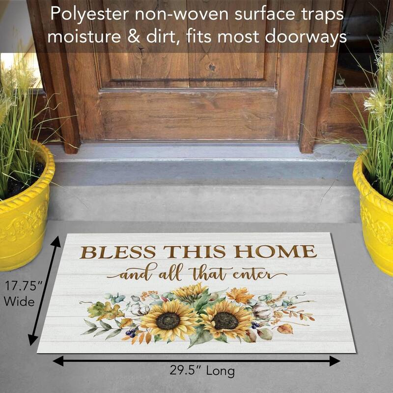 Bless This Home Fall Indoor/Outdoor Entryway Mat Made in The USA Low Profile Protective Non-Skid Rubber Backing 29.5" by 17.75"