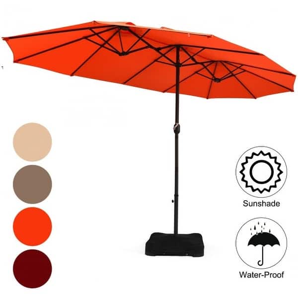 amazon large patio umbrella YODOLLA 15ft with Solar Lights, Cream 360° Tilt Large Patio Umbrella | Perfect