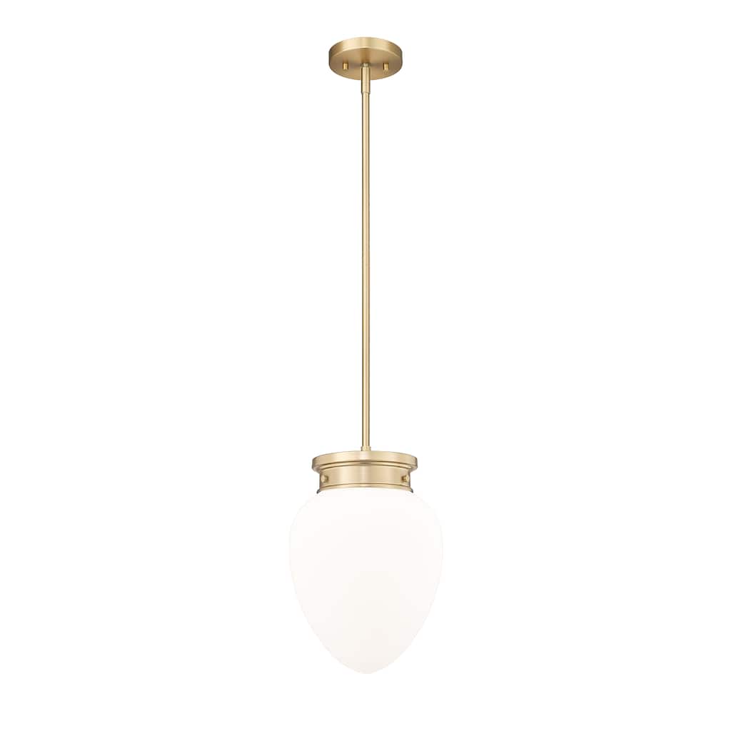 Gideon by Z-Lite 1 Light Pendant in Modern Gold with Etched Opal Glass Shade