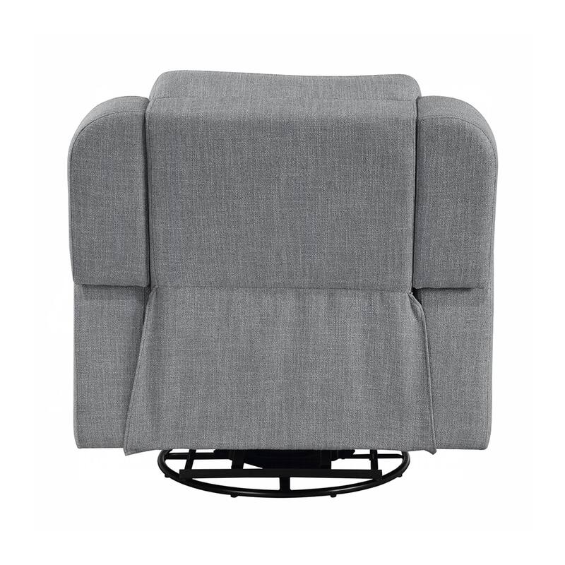 Linen Upholstered Manual Glider Recliner with Swivel in Gray