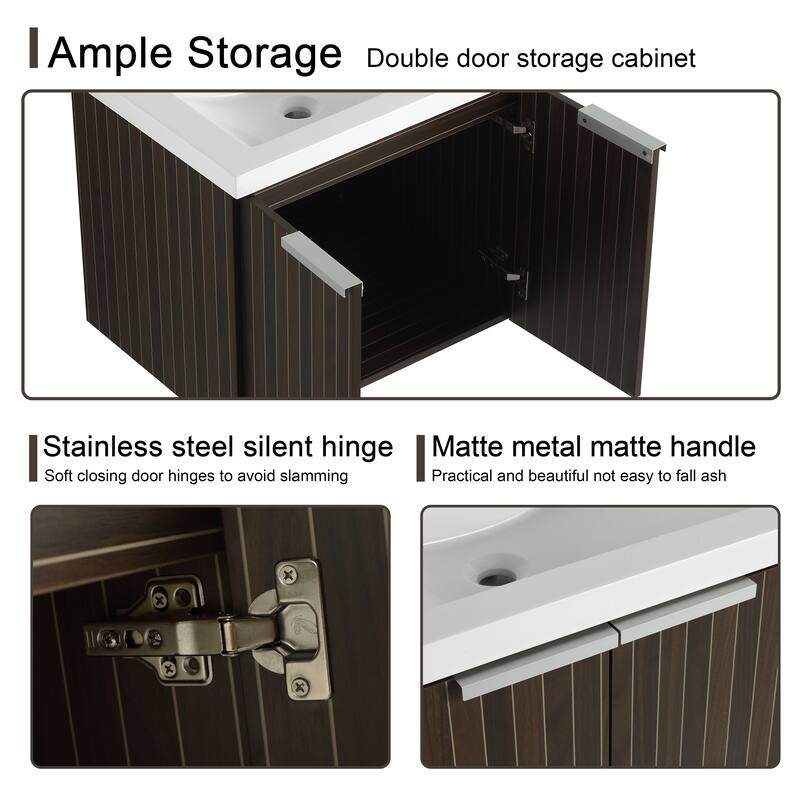 Malwee 24"/30"/36"/48" Bathroom Vanity with Sink, Floating Bathroom Vanity with Soft Close Door