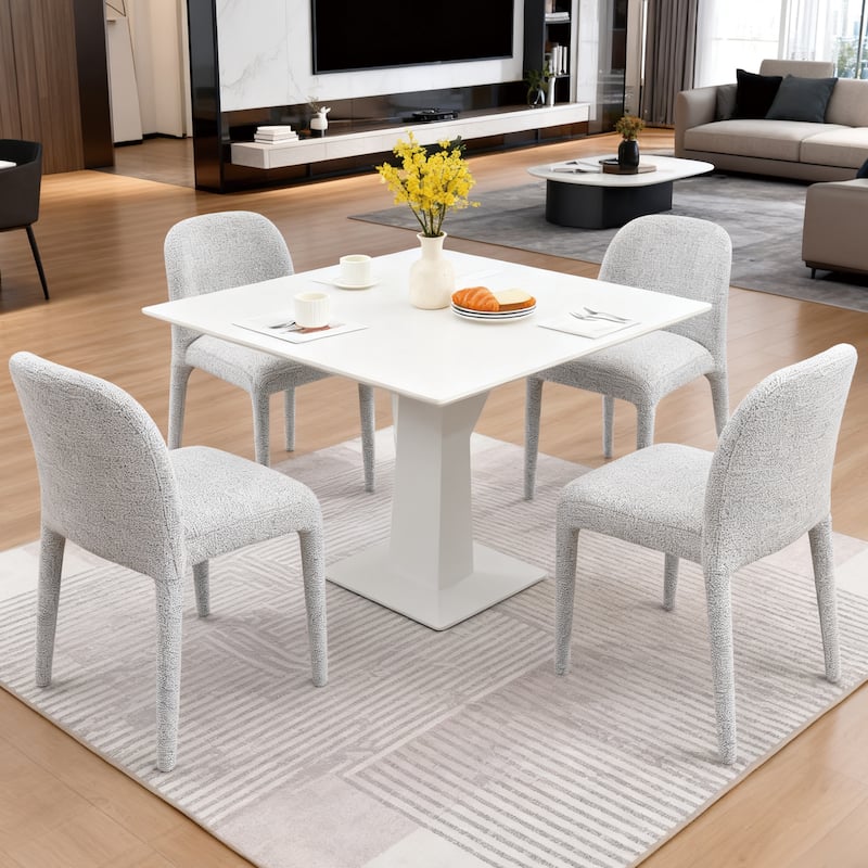 Modern 18" W Upholstered Dining Chair Fully Assembly Design Iron Legs - Set of 4 - Grey