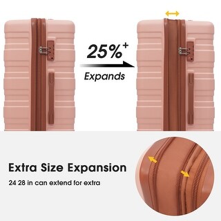 Pink Hardshell Luggage 3 Piece Sets Luggag with 360° Spinner Wheels ...