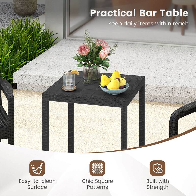 Costway 3 Pieces Patio Bar Set with 2 Stools & 1 Bar Table Curved - See Details