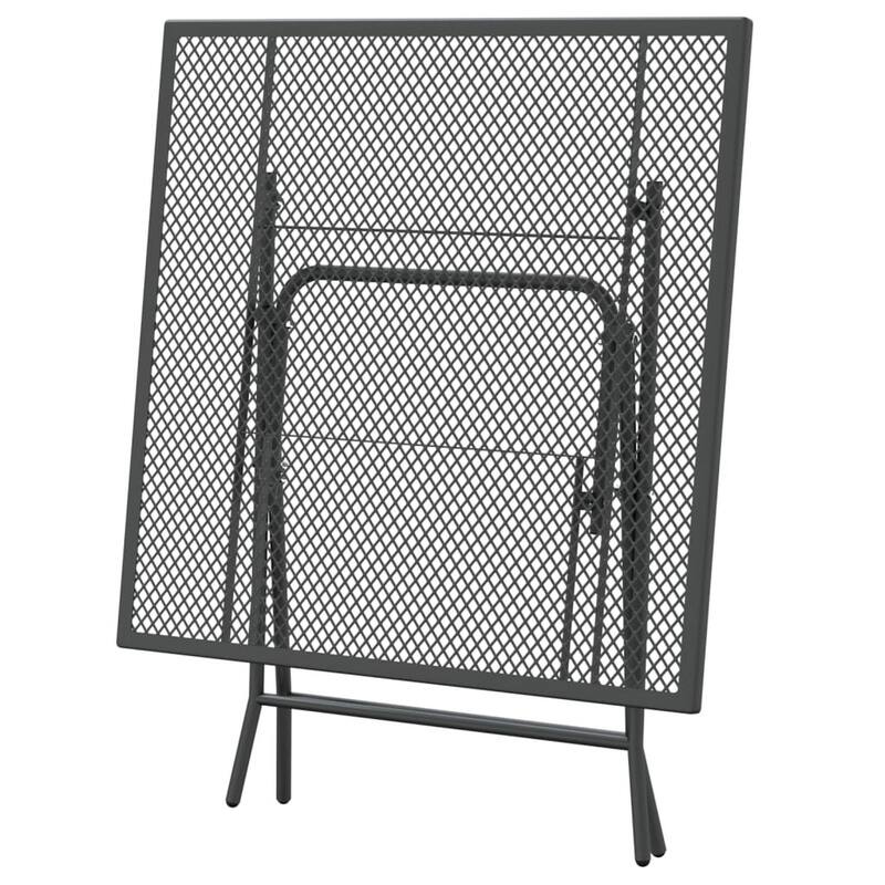 Zofi 3pc Outdoor Dining Chair and Table Set, Foldable Mesh Gray Metal