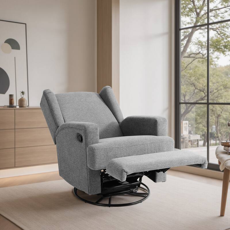 31'' W Wingback Manual Glider Swivel Rocker Recliner Nursery Chair