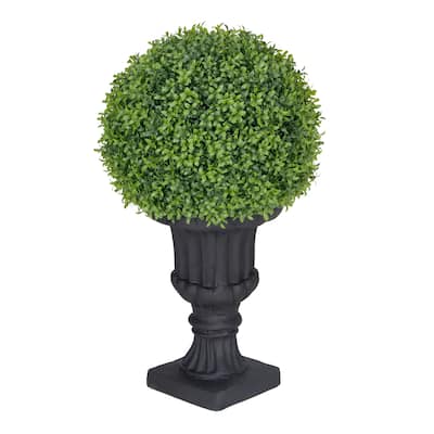 Puleo International 25" Single Bell Topiary Boxwood Artificial Tree