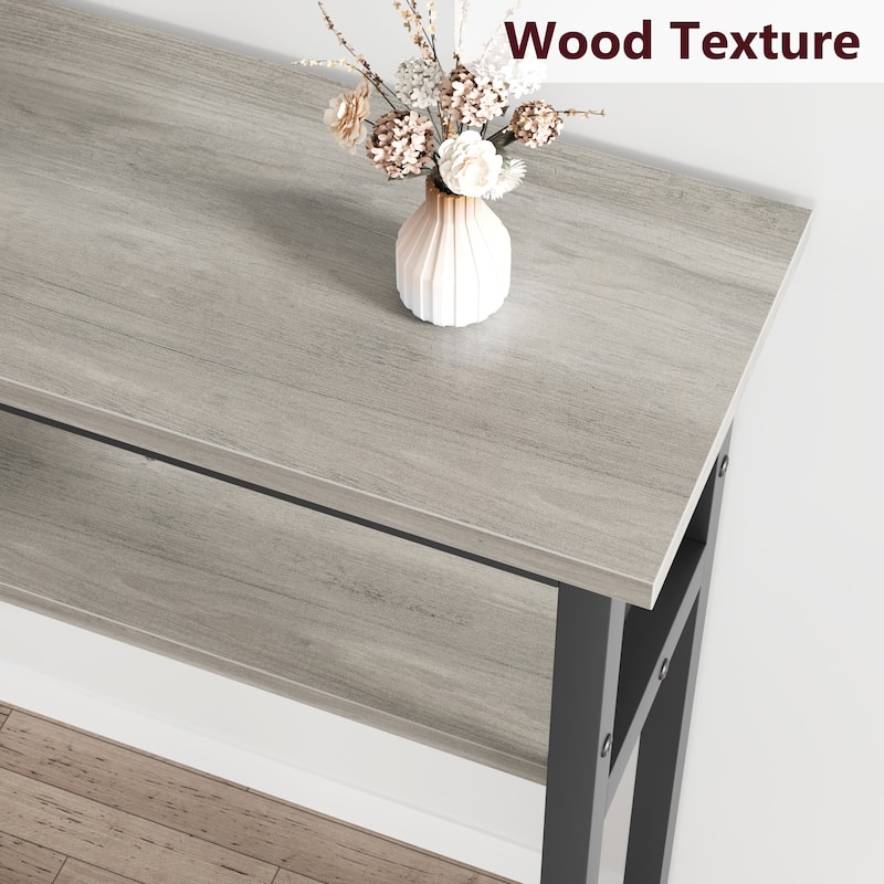 Narrow Console Table 2-Tier Sofa Table with Adjustable Shelf