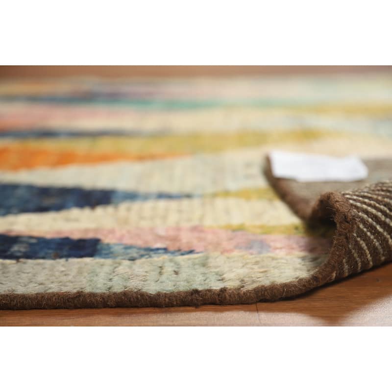 Geometric Moroccan Rug Handmade Tribal Multi-Color Wool Carpet - 5'3" x 6'4"