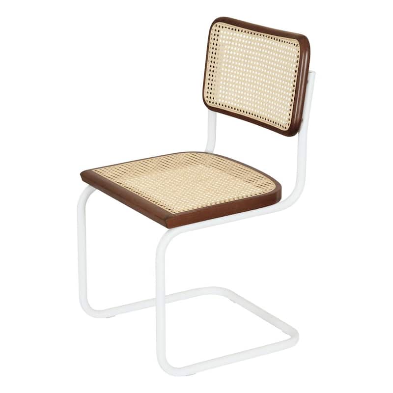 Breuer Chair Company Marcel Breuer Cesca Cane Cantilever Side Chair w/ White Steel Frame (Various Wood & Cane Colors)