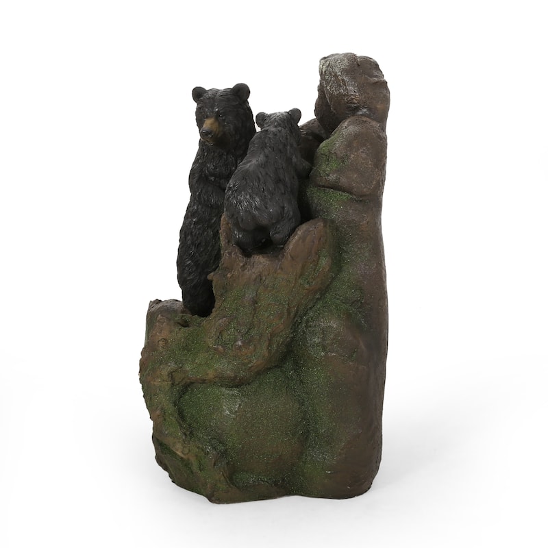 23.75" High Hand Crafted Weather Resistant Floor Fountain, Moss + Black
