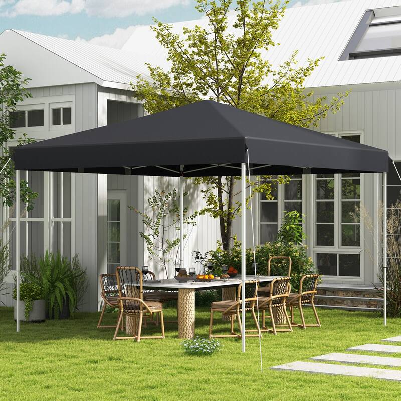 Outsunny 13' x 13' Pop Up Canopy Tent, Instant Sun Shelter, Tents for Parties, Height Adjustable, with Wheeled Carry Bag for - Grey