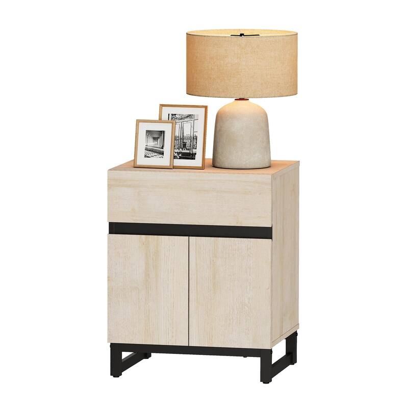 WAMPAT Modern End Table, Farmhouse Sofa Table, Wood Rustic Side End Table for Living Room, Nighstand for Bedroom