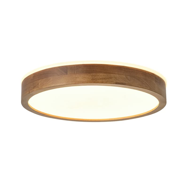 Nordic Wood Round Dimmable LED Top-halo Flush Mount Ceiling Light - 15.7 in
