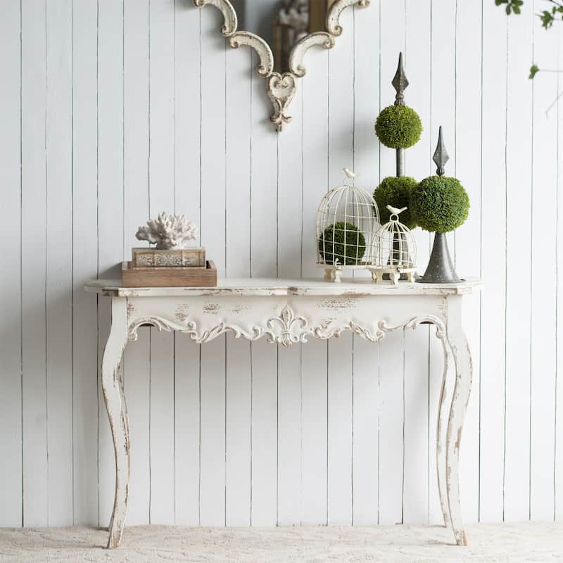 Slimline Washed White Console Table for Living Room