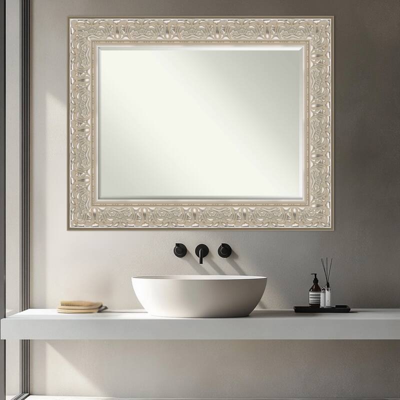 Luxe Half-Inch-Bevel Framed Bathroom Vanity Wall Mirror