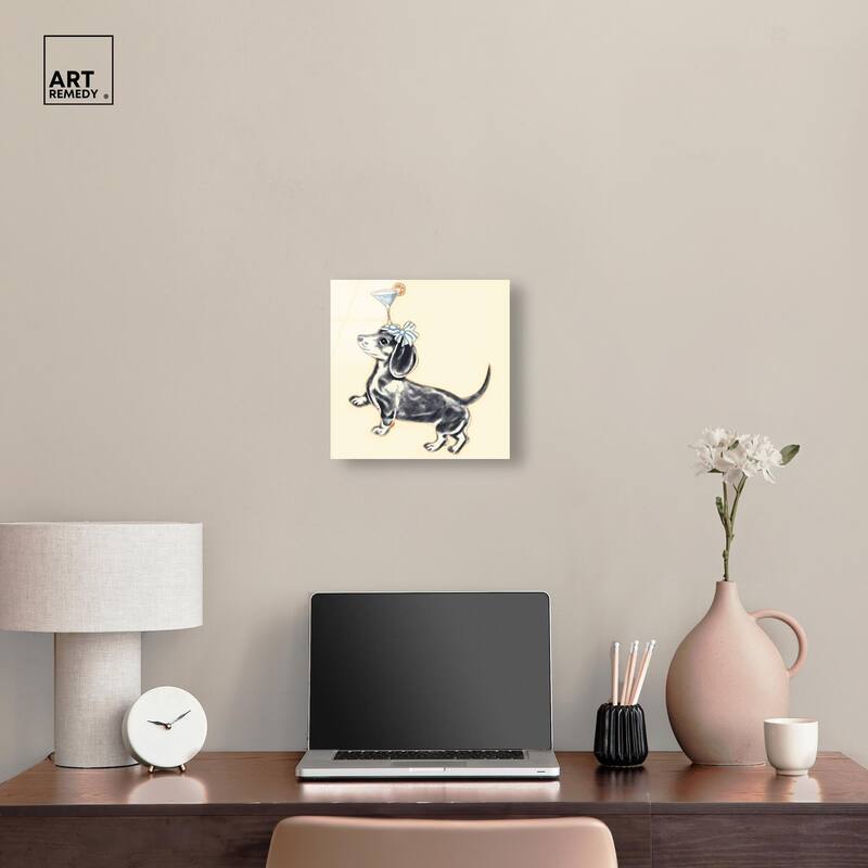 Martini Pup I Acrylic by Art Remedy, Ready to Hang