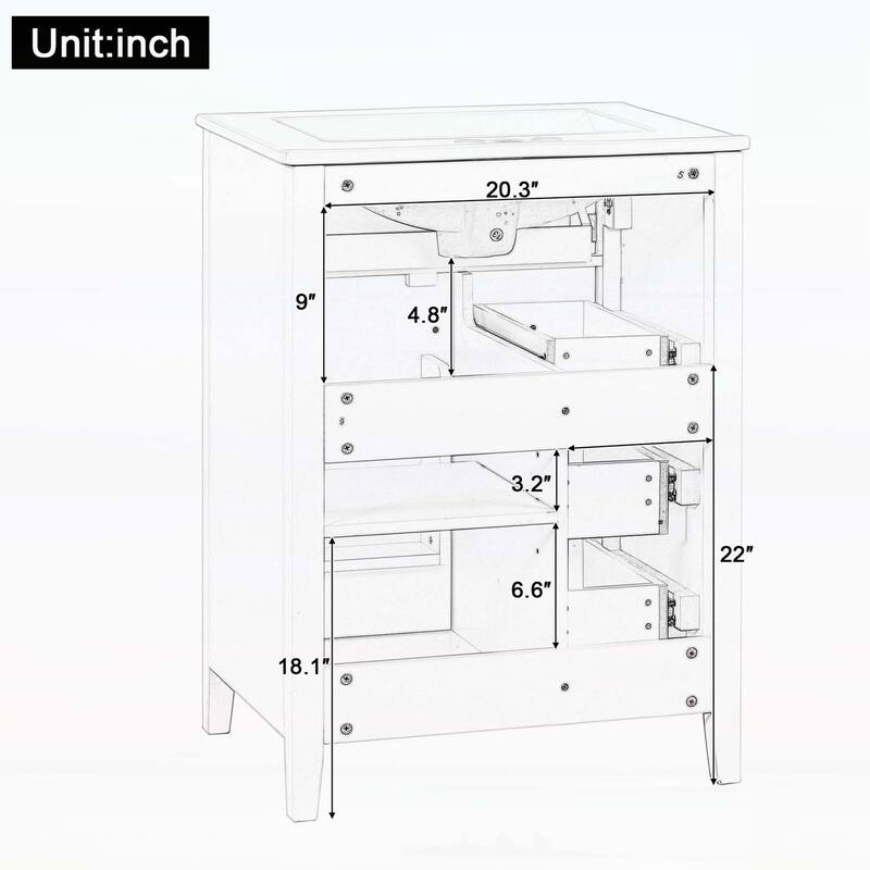 24" Black Bathroom Vanity with Sink