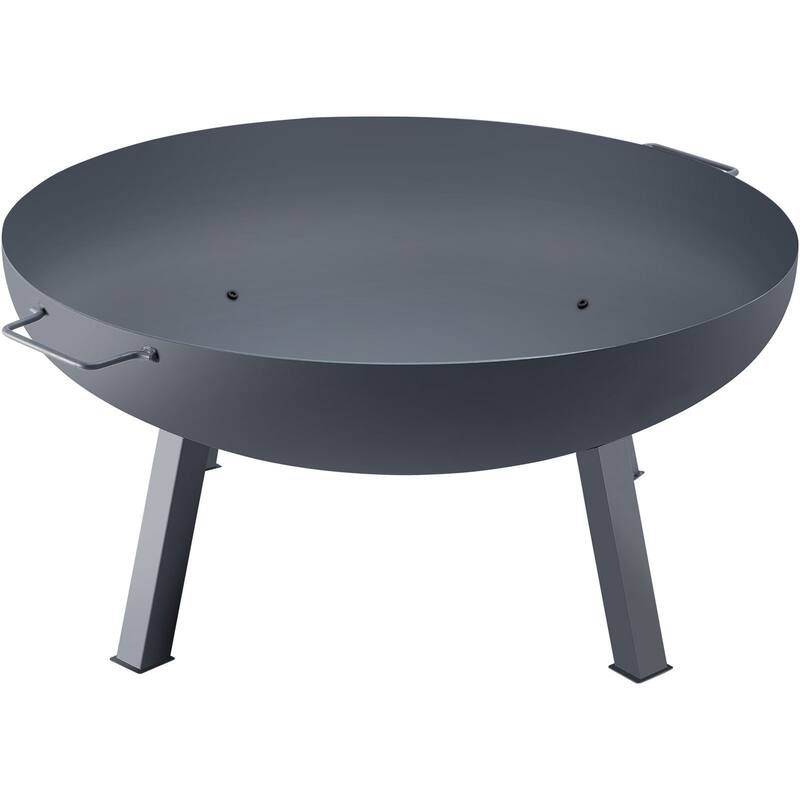 34" Outdoor Fire Pit Bowl, Carbon Steel Wood Burning for Patio & Camping - 33.5" x 9" x 16"