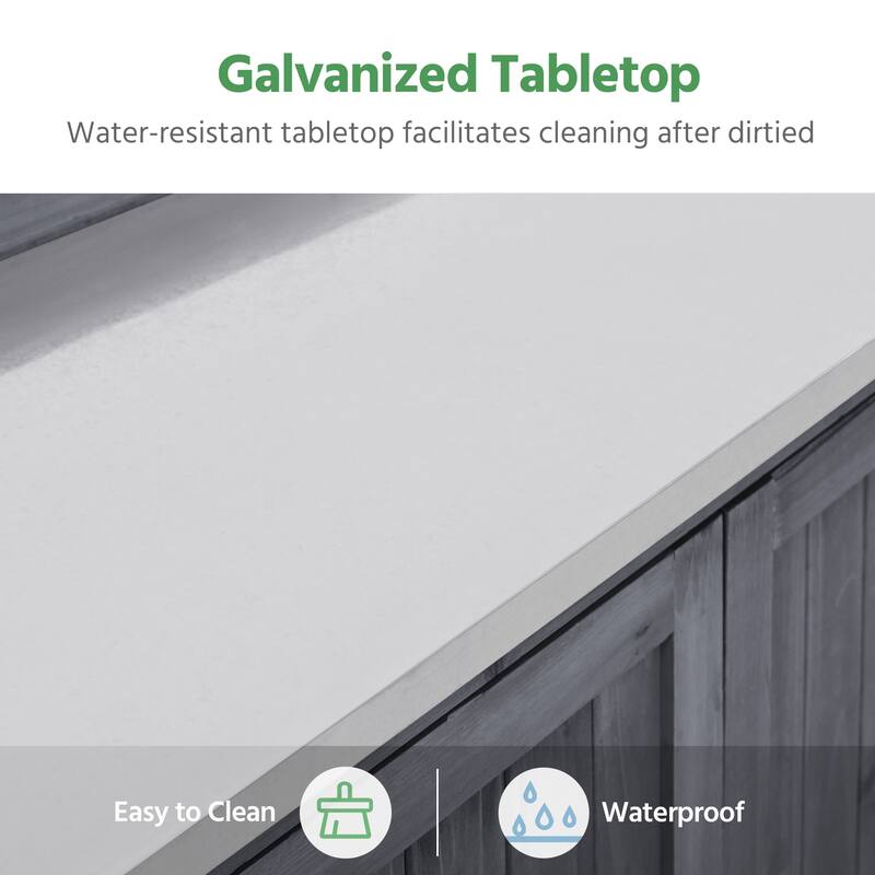 Yaheetech Garden Potting Bench Table Wooden Storage Cabinet