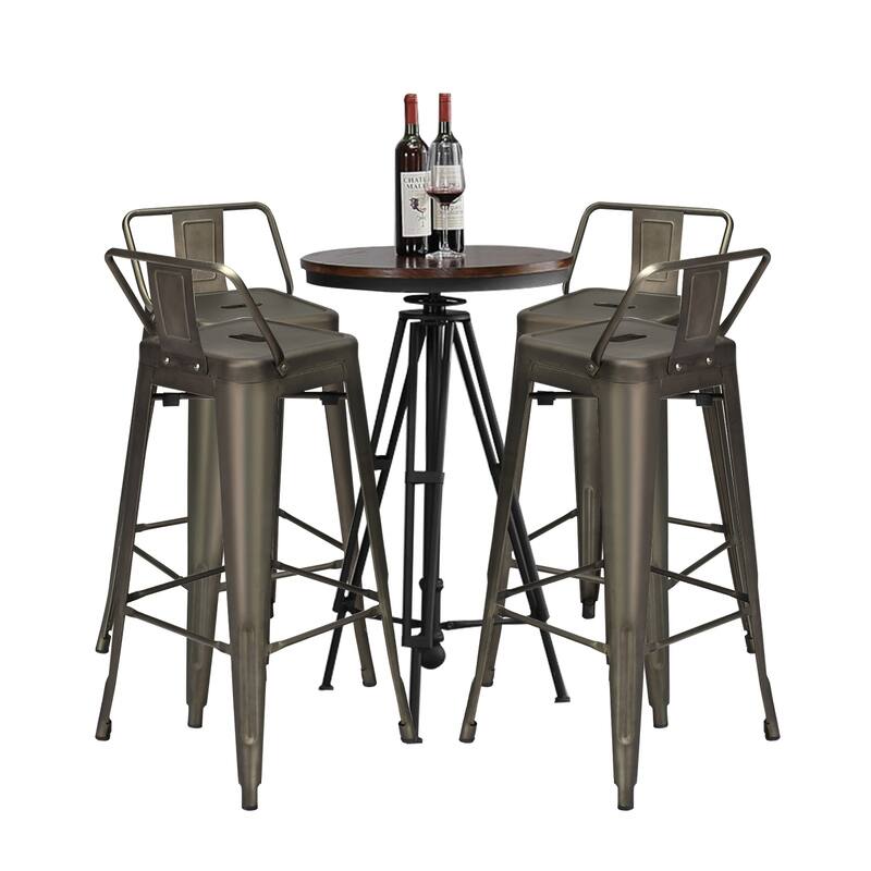 Costway Set of 4 Metal Bar Stools 30'' Bar Height Barstools Industrial