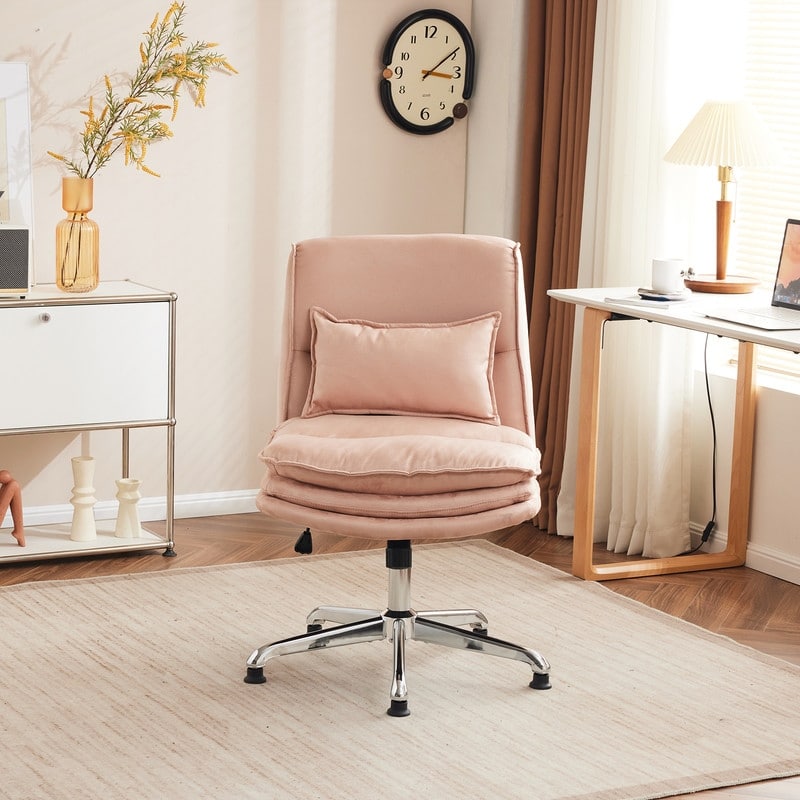 Upholstered Armless Polyester Fiber Task Office Chair