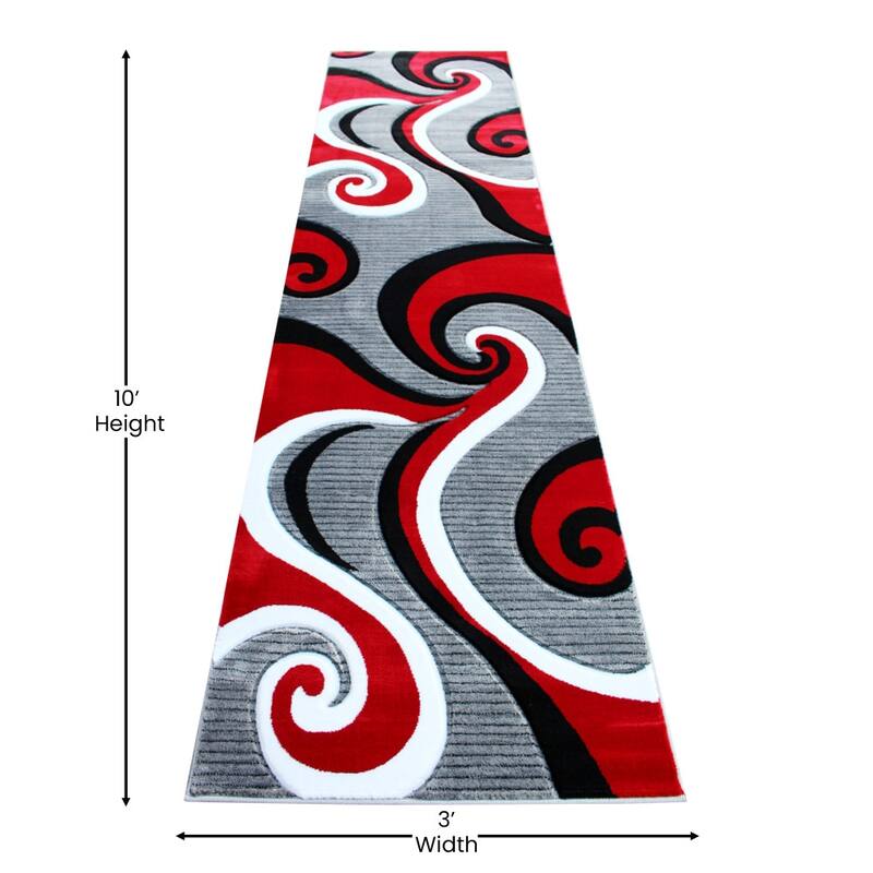 Modern High-Low Sculpted Swirl Design Abstract Area Rug