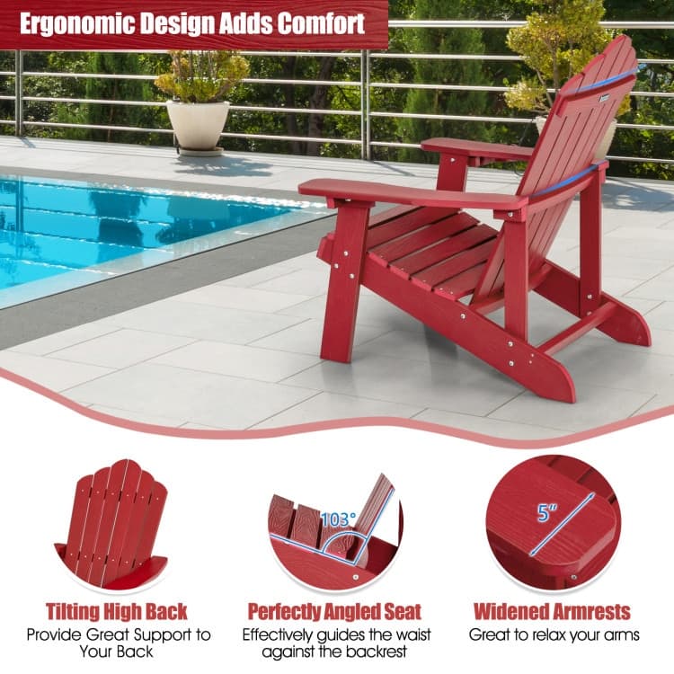Weather Resistant HIPS Outdoor Adirondack Chair with Cup Holder - 33.4" x 30" x 37"