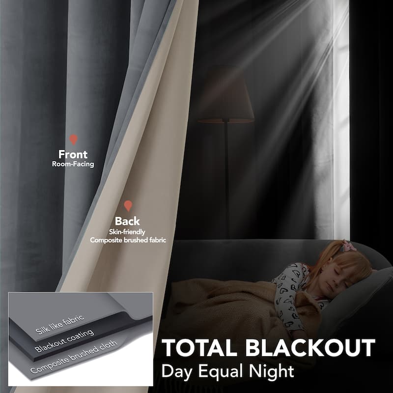 Deconovo Velvet Blackout Curtains, 2 Panels, Thermal Insulated