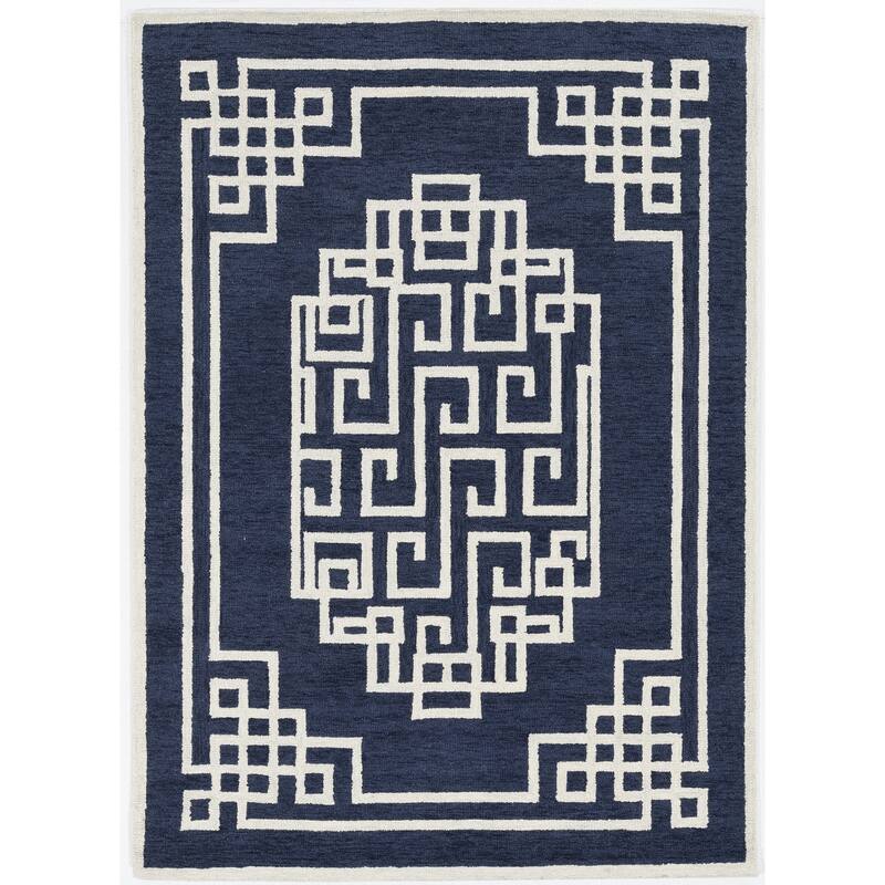 The Gray Barn Hand-tufted Wool Modern Oriental Area Rug - 5' x 7' - Navy