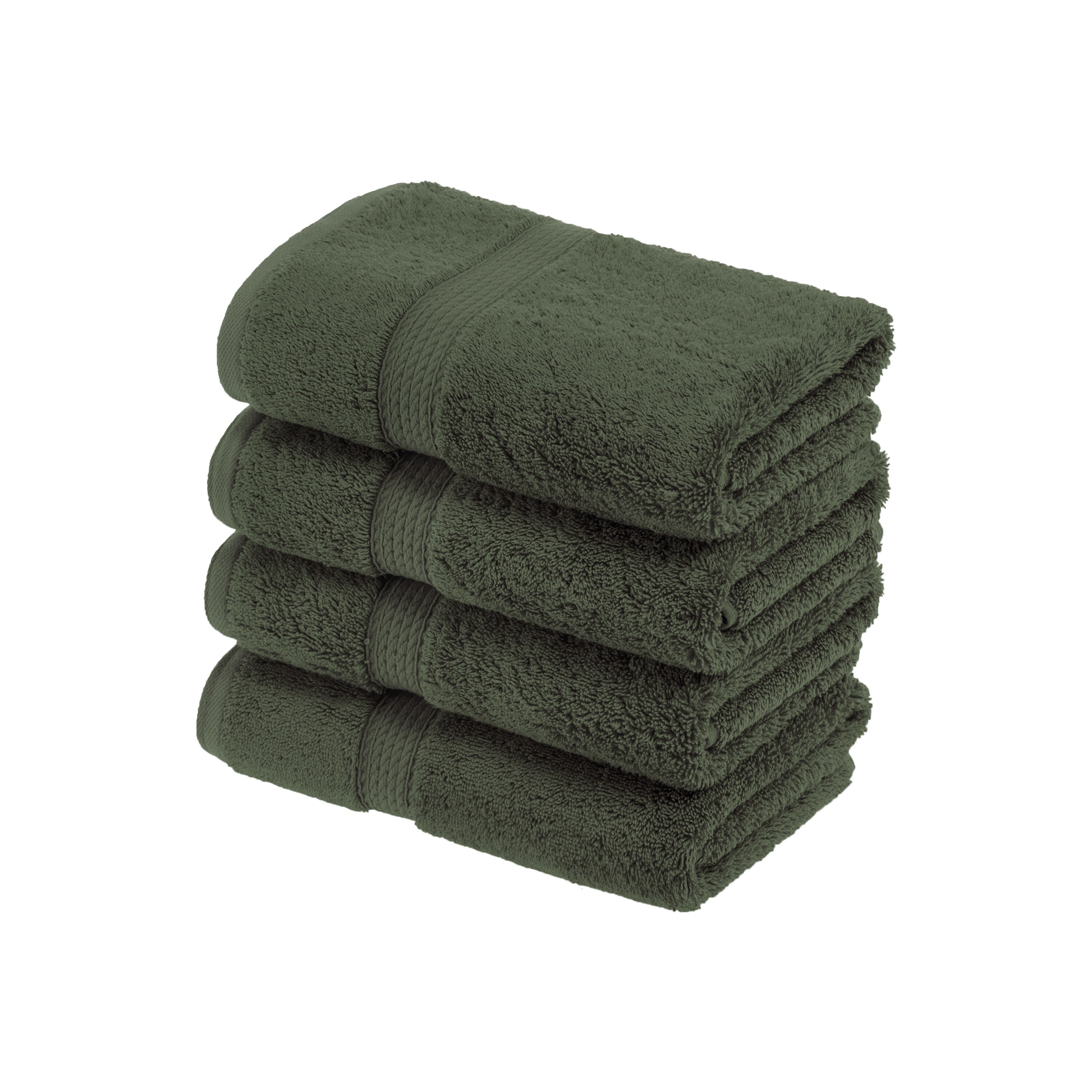 Purly Indulgent Egyptian Cotton Hand Wash Cloths Towels Set 4 PIECE Hedge  Green 