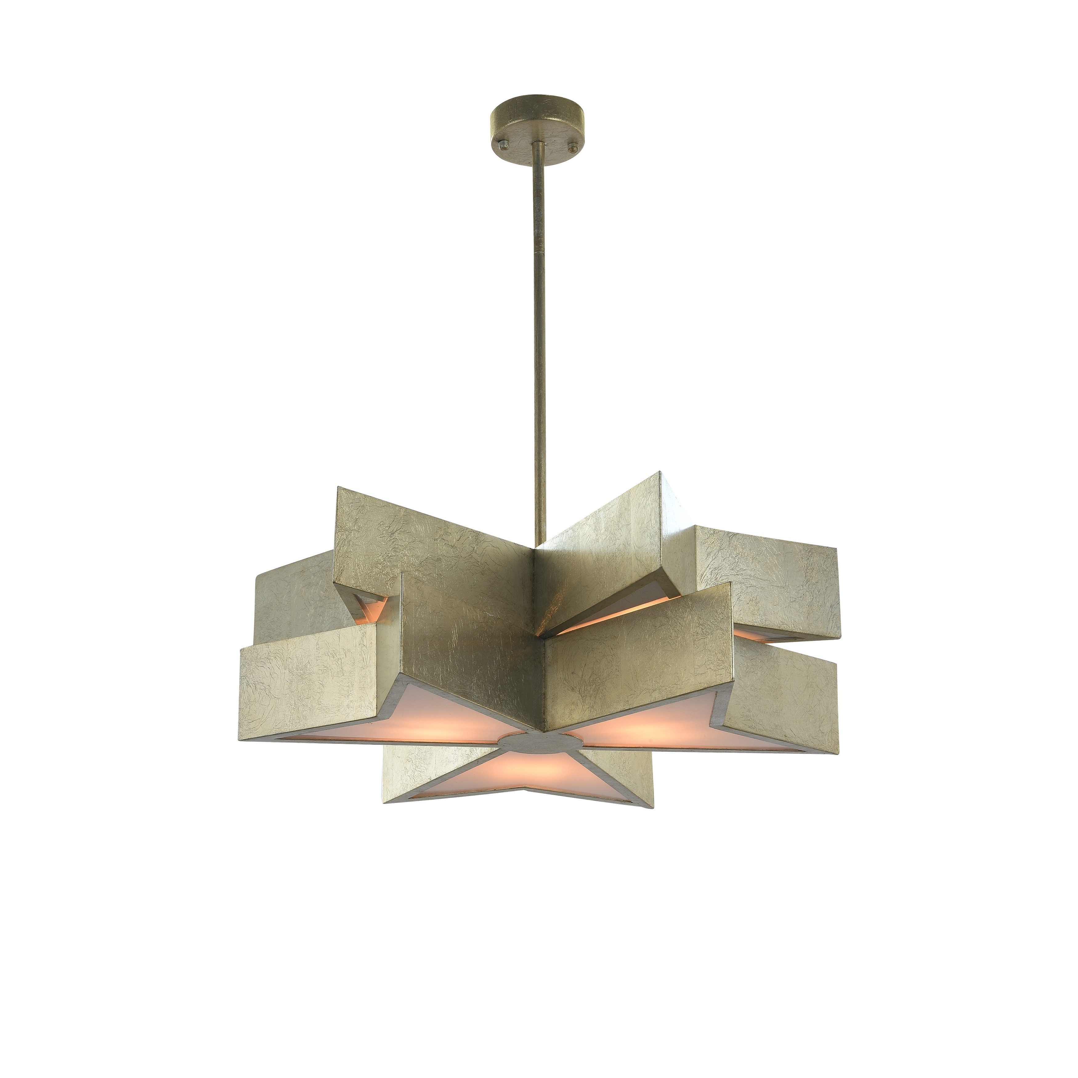 Transitional 6-Light Silver Leaf Frame Star Light Fixture