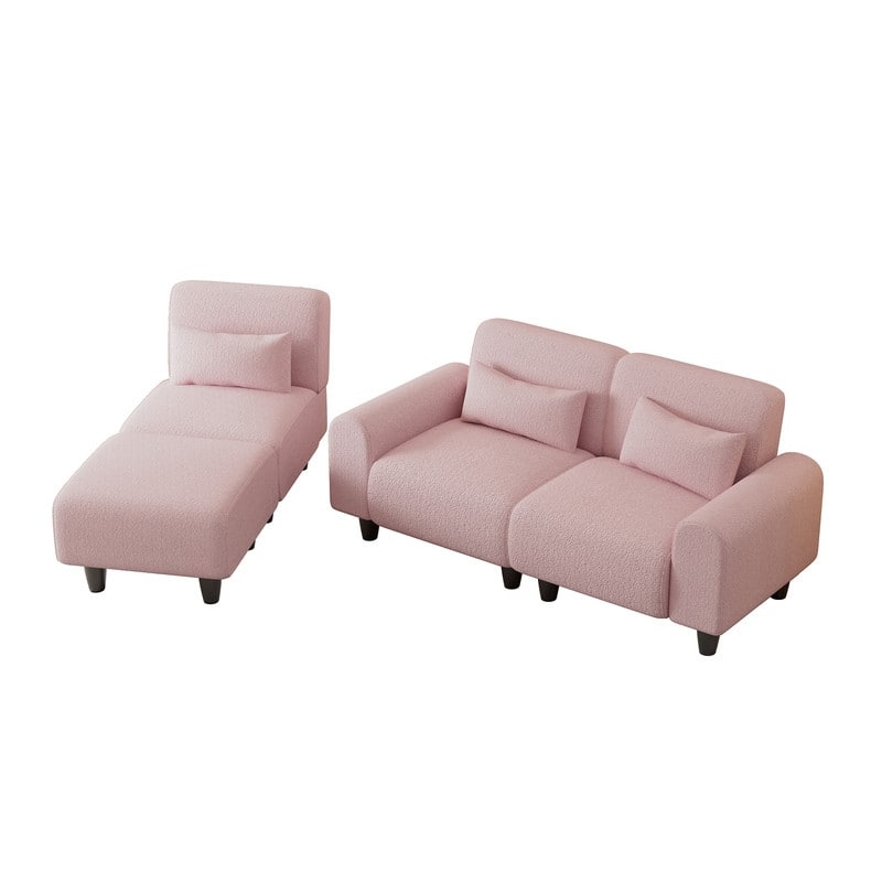 84.6" Teddy velvet L-shaped modular sofa