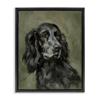 Stupell Black Cocker Spaniel Framed Floater Canvas Wall Art Design By ...