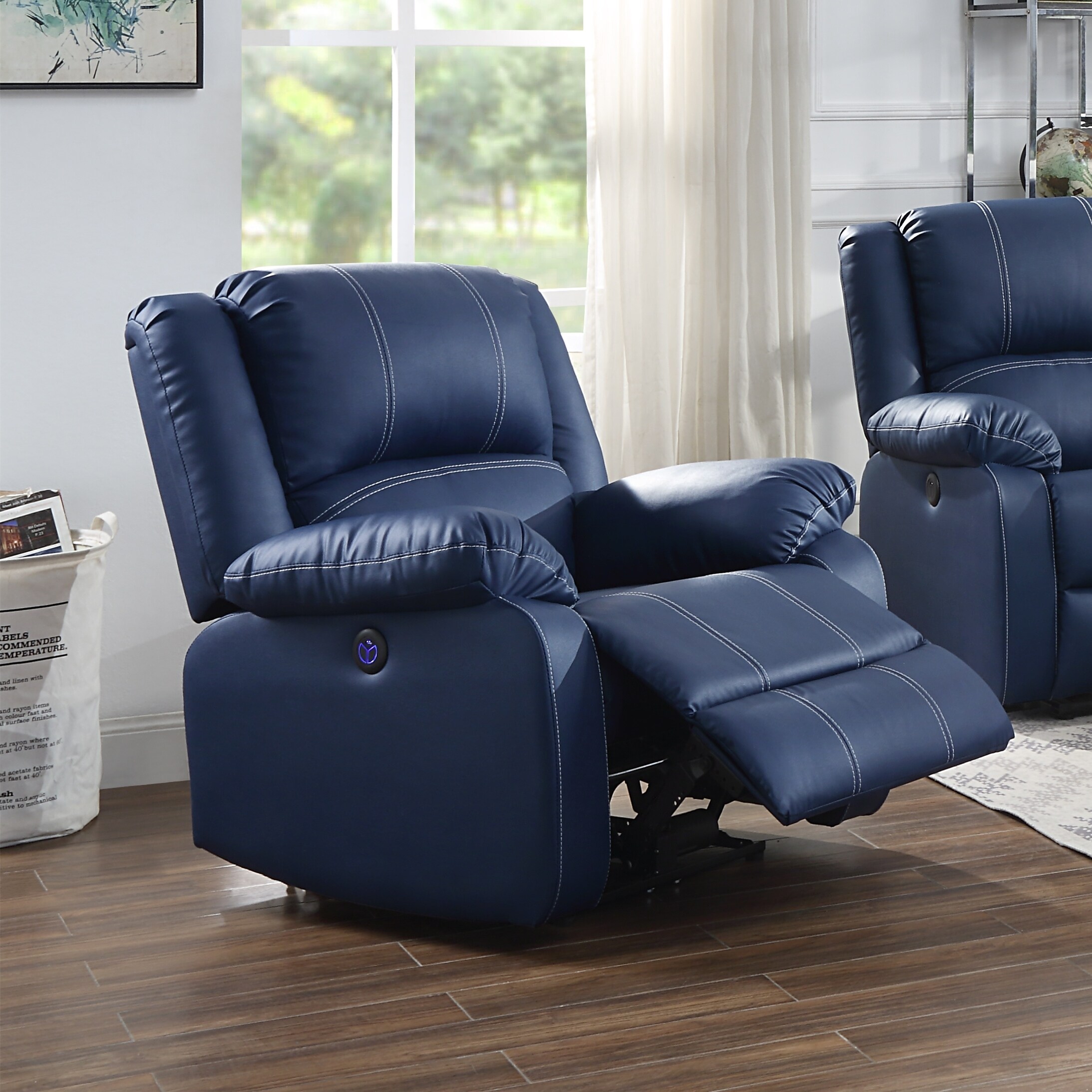 Leather recliner sale blue