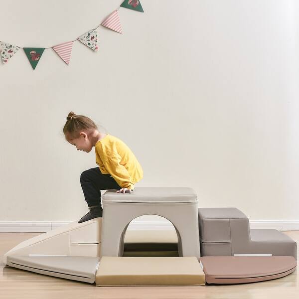 slide 2 of 8, Soft Climb and Crawl Foam Playset 9 in 1,Safe Soft Foam Nugget Block for Infants,Preschools, Toddlers,Kids Crawling and Climbing