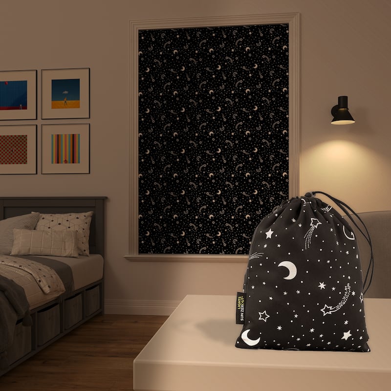 Sun Zero Lights Out Portable Travel Total Blackout Rod Pocket Curtain Panel, Single Panel - Stars